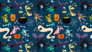 Wallpaper ng mga ulo ng cartoon Halloween na lumulutang