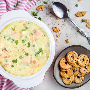 Milky salmon chowder wallpaper — 1:1 Wallpaper