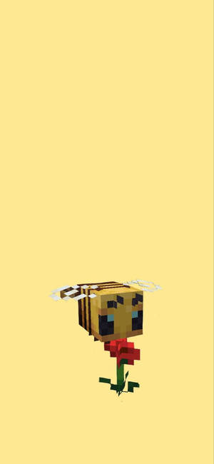 Minecraft bee na may bulaklak na wallpaper — iPhone Air Wallpaper