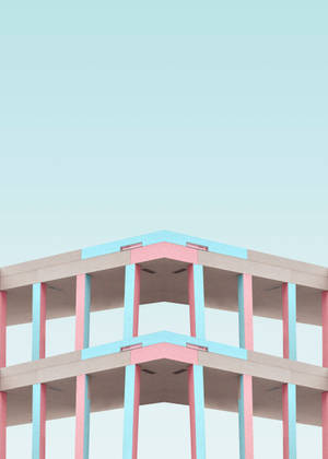 Minimal na arkitektura wallpaper ng pastel asul at rosas na gusali — OnePlus Pad 3 Wallpaper