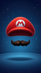 Abstract na minimal ng pulang sombrero at bigote ni Mario. — Nintendo Wallpaper
