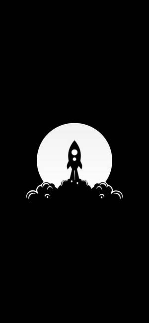Minimalist Black Rocket Ship wallpaper — iPhone 16 Wallpaper