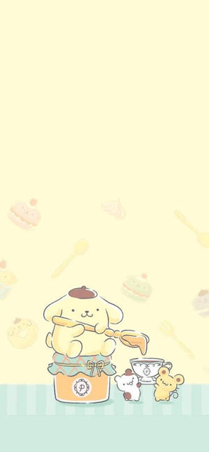 Minimalist na Pompompurin Art wallpaper — iPhone 18 Wallpaper