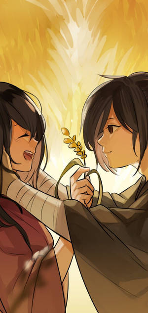 Masayang Mio At Hyakkimaru Ng Dororo wallpaper — iPhone 17e Wallpaper