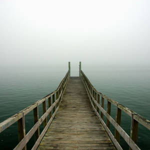 Misty Morning Dock iPad wallpaper