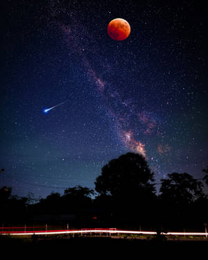 Moon lunar eclipse galaxy wallpaper