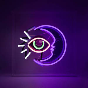 Wallpaper ng Nag-iisang Mata at Neon na Buwan — Neon na buwan Wallpaper
