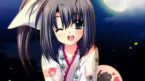 Nakakaakit na Anime Scenery na may Cherry Blossoms at Dusk Sky — Magandang anime Wallpaper