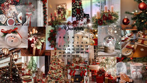 Christmas Collage na may Kalendaryo wallpaper — Paskong collage Wallpaper