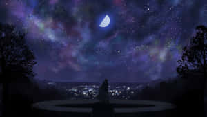 Nakakaakit na Tanawin ng Anime na may Puno ng Cherry Blossom — Magandang anime Wallpaper
