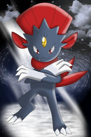 Nakakatakot na Weavile sa Depensibong Posisyon — Anime Phone Wallpaper