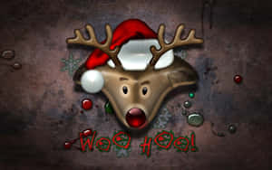 Nakakatawang Santa at Reindeer na Nagha-high-five sa Pasko — Nakakatawang pasko Wallpaper