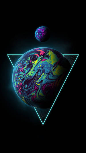 Neon na Buwan at Kosmikong Planeta wallpaper — Neon na buwan Wallpaper