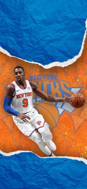 New York Knicks orange blue logo wallpaper — iPhone 15 Wallpaper