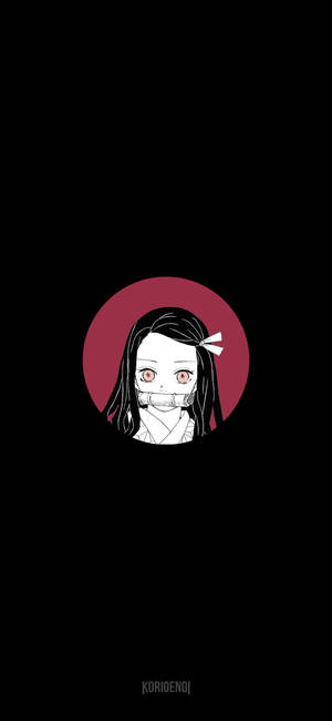 Itim na wallpaper na may profile photo ng batang si Nezuko Kamado. — Pixel 9 Pro Wallpaper
