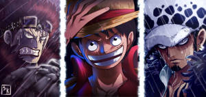 Ngiti nina Eustass Kid, Law, at Luffy