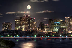 Brilliant skyscrapers and bridges at night wallpaper