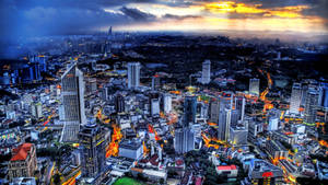 Kuala Lampur cityscape with filtered effects wallpaper.