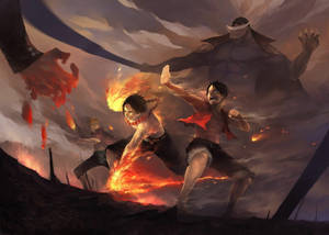 One Piece Desktop Luffy Ace Sabo Labanan — One piece desktop Wallpaper