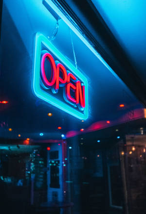 Open Neon Blue iPhone — Neon Wallpaper