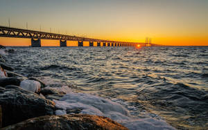 Oresund Bridge maaliwalas na langit wallpaper
