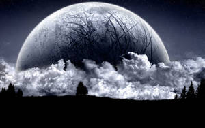Wallpaper ng Pagbangga ng Galaxy Moon at Field — Galaxy moon Wallpaper