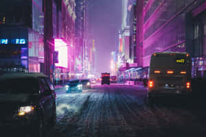 Neon City background — Neon na lungsod Wallpaper