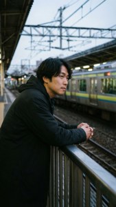 Si Taku sa Istasyon ng Kichijōji sa gabi
