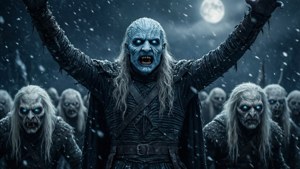 Pinangunahan ng Night King ang kanyang hukbo sa gitna ng isang bagyo ng niyebe