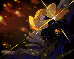 Paglapat ng Espada ni Zenitsu mula sa Demon Slayer — Zenitsu ng demon slayer Wallpaper