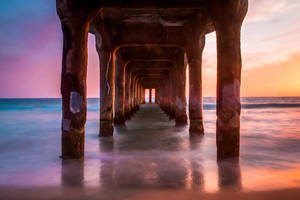 Wallpaper ng paglubog ng araw sa Manhattan Beach Los Angeles