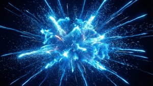 Abstract na pagsabog ng neon blue na liwanag