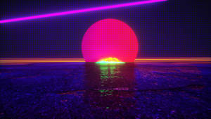 Wallpaper ng Pahigang Linya ng Neon na Buwan — Neon na buwan Wallpaper