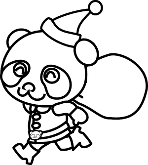 Pahina ng Pangkulay ng Panda sa Pasko — Panda Wallpaper