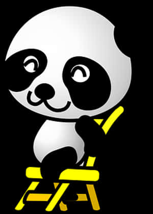 Panda Nag-iisip sa Graphic ng Upuan — Cute Panda Wallpaper
