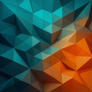 S24 Ultra na may low-poly na geometrikong background, teal at orange, modernong sining.