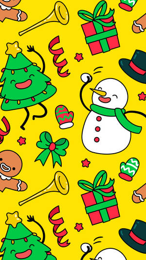 Paskong niyebe na pasko na may mga dekorasyon na wallpaper — Ang cute ng Pasko Wallpaper