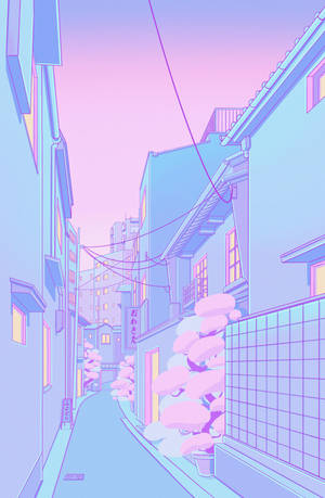 Pastel Japanese Aesthetic ng Walang Tao na Alleyway — Honor MagicPad4 Wallpaper