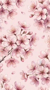 Malambot at aesthetic na wallpaper na may watercolor na cherry blossoms sa pink na background. — Malambot na aesthetic GIF Wallpaper