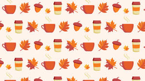 Wallpaper ng Cute na Pattern ng Kape sa Taglagas