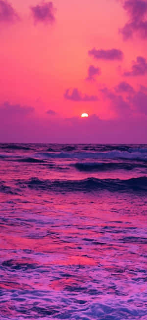 Pink Beach Sunset — Galaxy A56 Wallpaper