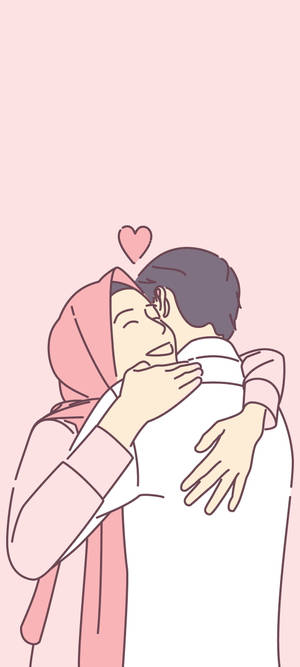 Pink Love Cartoon Hijab — Pixel 11 Wallpaper