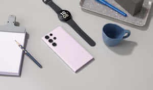 Pink Workspace Setup ng Samsung S23 Ultra — Samsung S23 Ultra Wallpaper