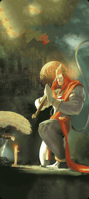 Nagdarasal na Hindu God Hanuman Phone — Pixel 10 Pro Fold Wallpaper