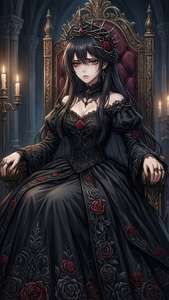 Isang anime prinsesa na may itim na damit at koronang tinik. — Itim na anime Wallpaper