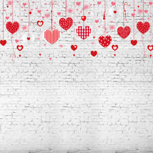 Pulang Puso ng Araw ng mga Puso na Nakatanghal sa Paderang Ladrilyo — Hearts Wallpaper