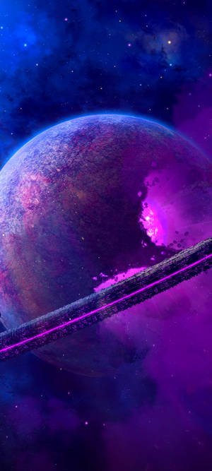 Pagsabog ng Purple Planet sa Space Phone — 1080x2400 Wallpaper
