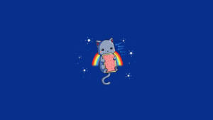 Wallpaper ng pusang kartun sa itaas ng bahaghari — Cartoon cat GIF Wallpaper