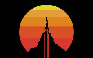 Simpleng rocket na lumilipad na graphic design sa itim na wallpaper