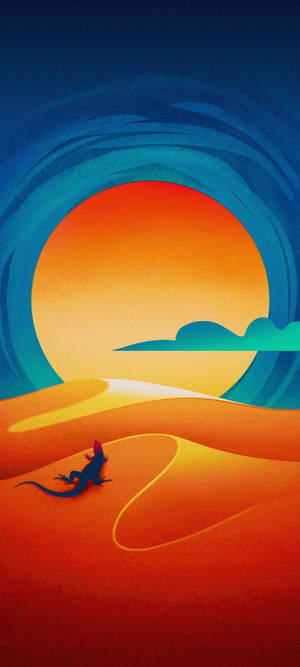 Realme 7 Desert Sunset Illustration — 1080x2400 Wallpaper